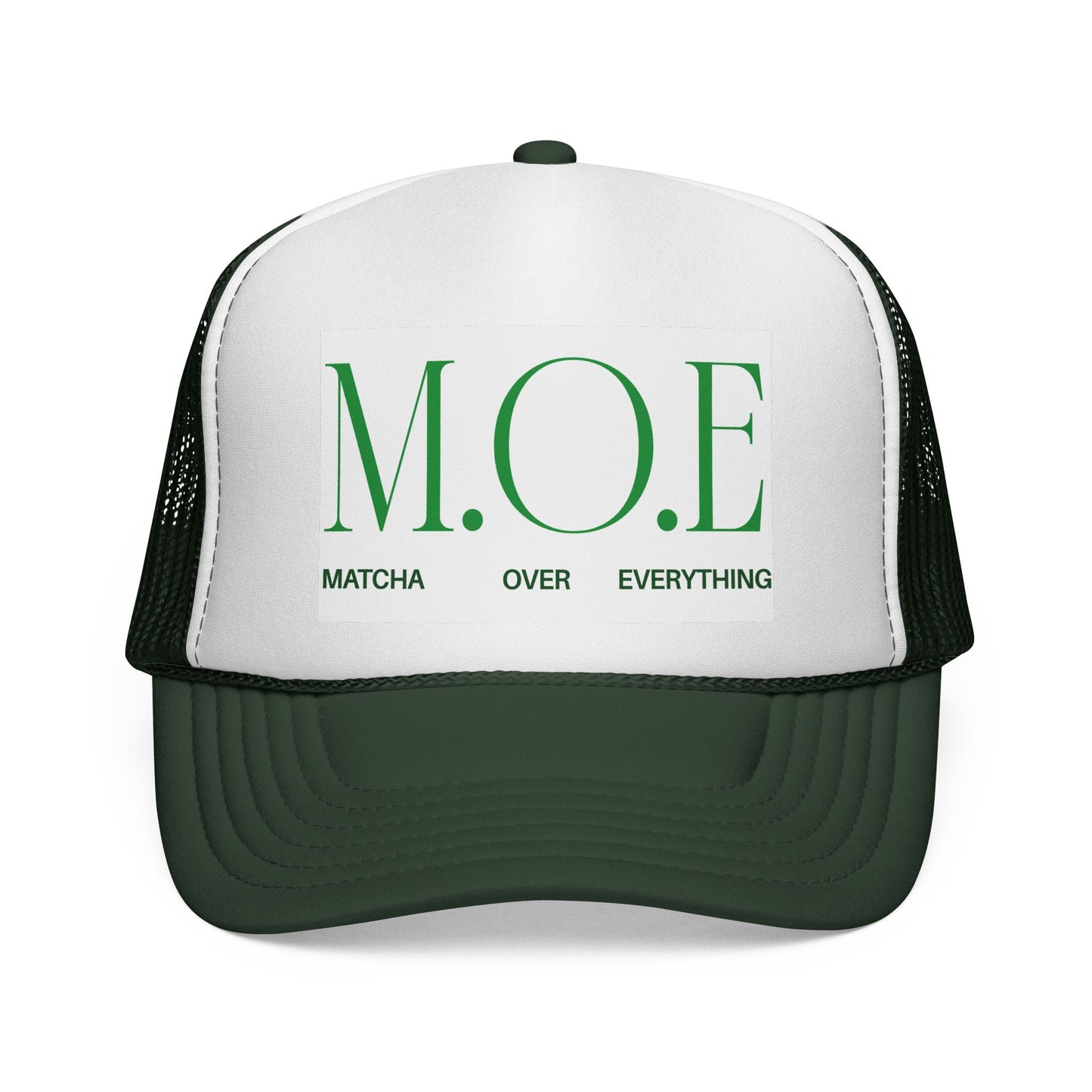 Matcha Over Everything Trucker Cap | M.O.E. Mesh Baseball Hat, Green White